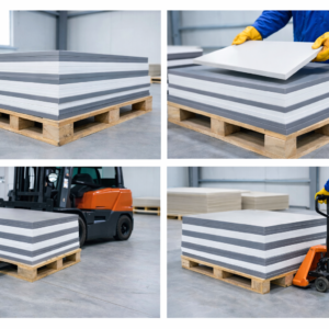 PVC sheet stack ready for storage or dispatch